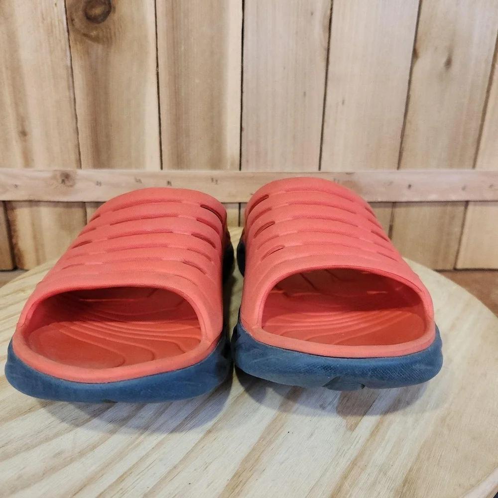 Hoka One One Ora Recovery Slide Sandals Mens 9 Orange Blue Comfort Slip On